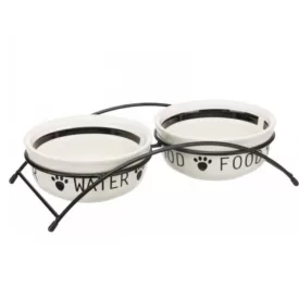 Trixie ceramic bowl set 2*0.6l/15cm white/black