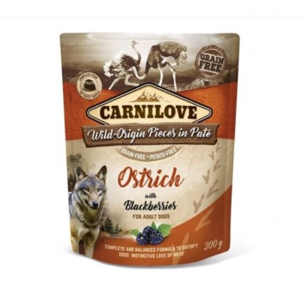 Carnilove Dog tasakos Paté  - Strucc szederrel 300g 