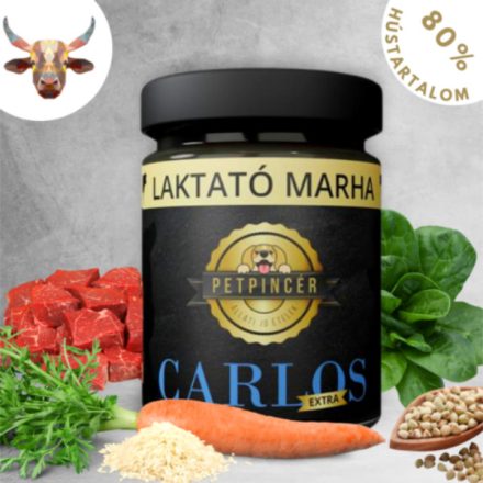Marhahús menü főtt kutyaeledel 80% hústartalommal 300 g, Petpincér Carlos Extra