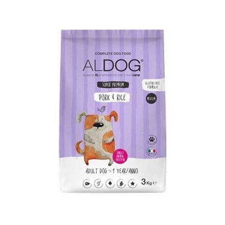 Aldog Pork And Rice HIPOALLERGÉN Szuperprémium Kutyatáp 3kg MEDIUM