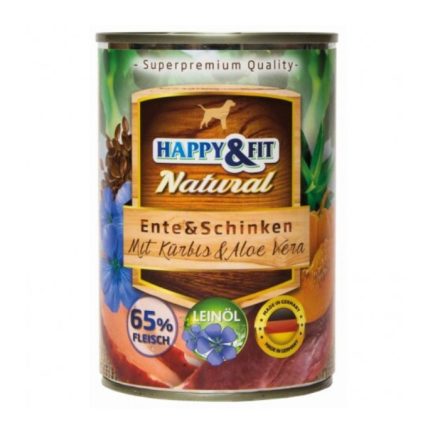 Happy&Fit Natural Dog Konzerv Kacsa & Sonka Sütőtökkel & Aloe Verával 400g