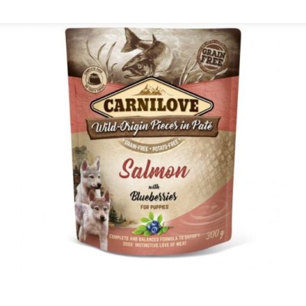 Carnilove Dog Puppy tasakos Paté  - Lazac áfonyával 300g