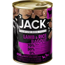 JACK Kutyakonzerv Ragu – Bárány-Rizs (800g)