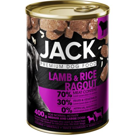 JACK Kutyakonzerv Ragu – Bárány-Rizs (400g)