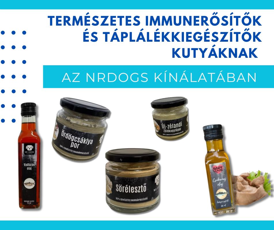 Természetes immunerősítők és táplálékkiegészítők kutyáknak az NRDOGS kínálatában
